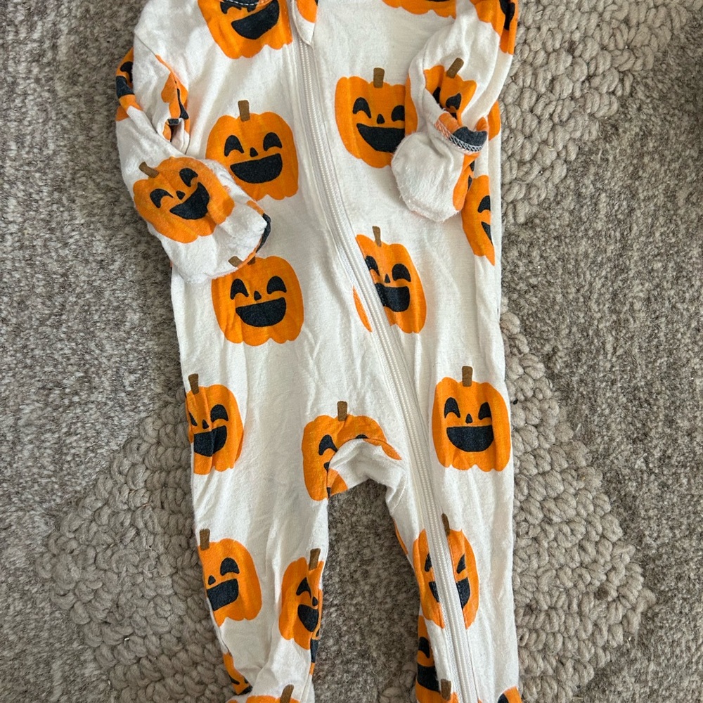 Cozy Pumpkin Print Kids Footie